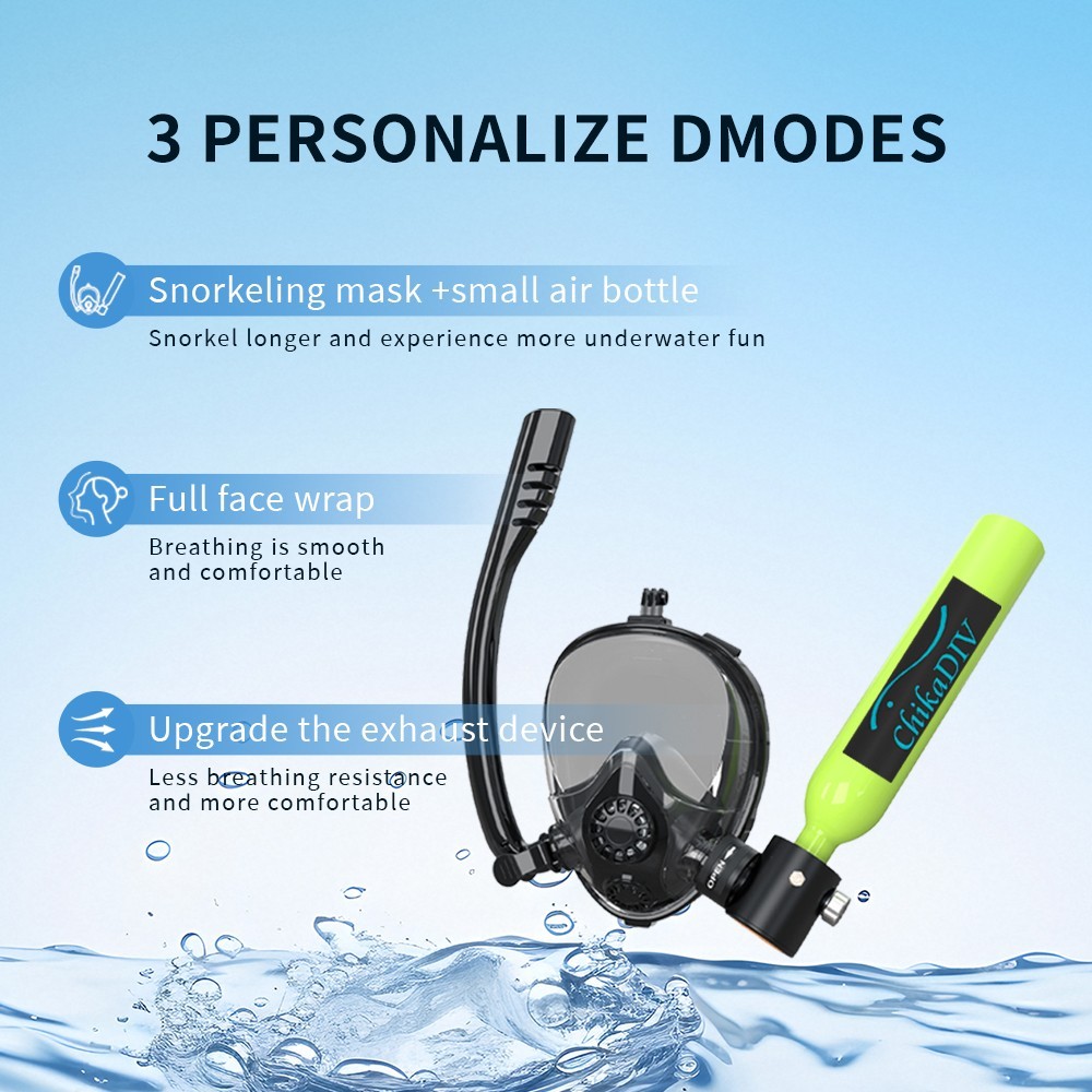 0.5L Lung Tank Scuba Tank with Diving Mask,Portable Kit for Pool Freediving