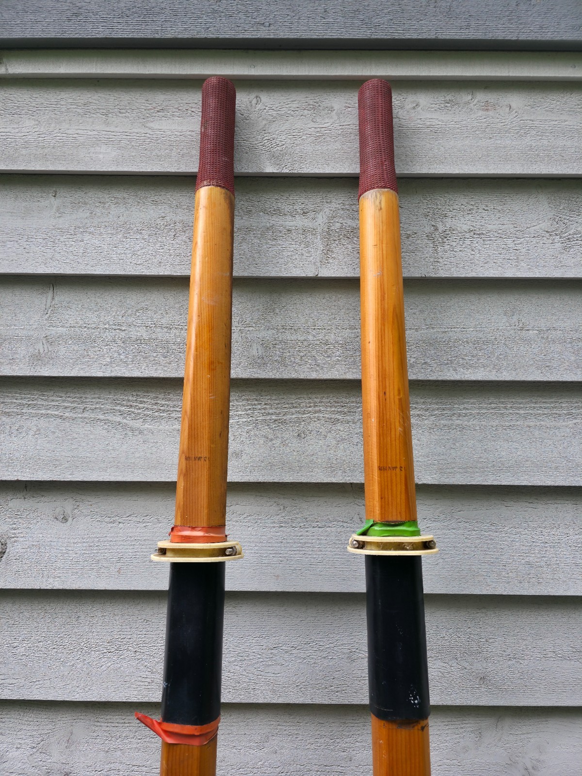 BEAUTIFUL VINTAGE Old Wooden Paddles Oars SPOON CURVED BLADES Measures 91″