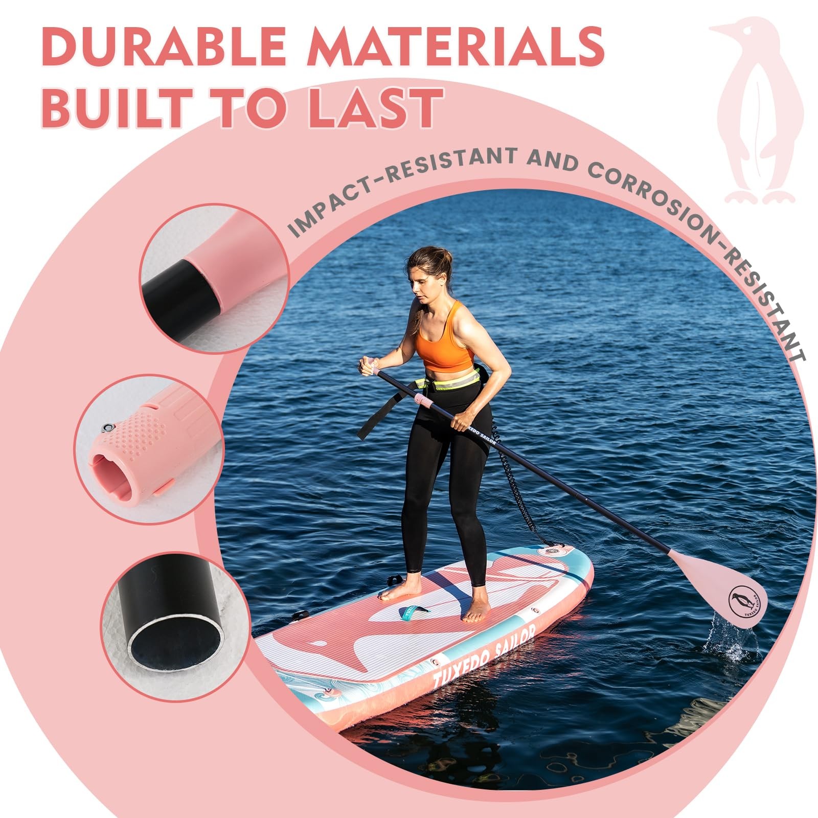 Tuxedo Sailor SUP Paddle – 3 Piece Adjustable Stand Up Paddle Board Paddle – …