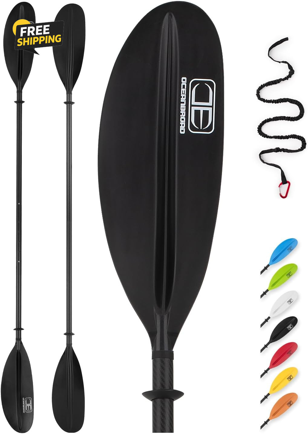 Adjustable Carbon Fiber Kayak Paddle 86In/220Cm to 94In/240Cm Kayaking Oar