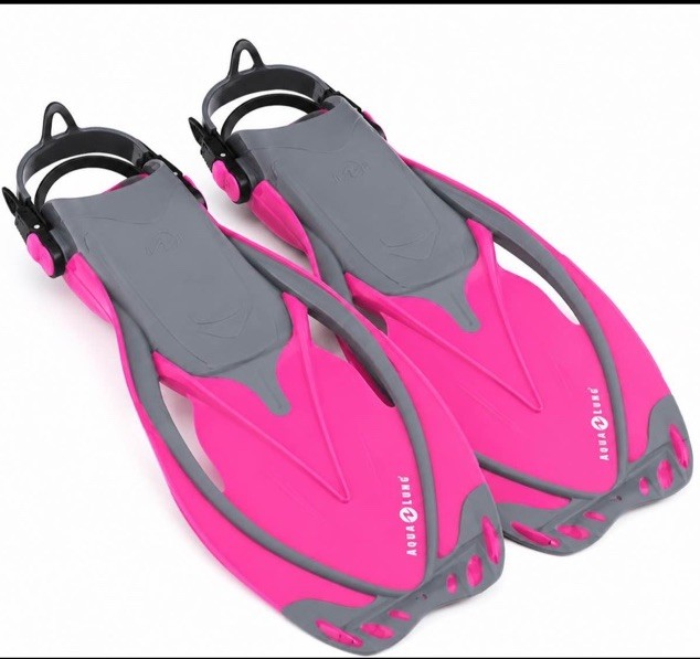 Aqua Lung Sport Adult Open Heel Snorkeling Fins Pink Grey L/XL 9-13 D1002064