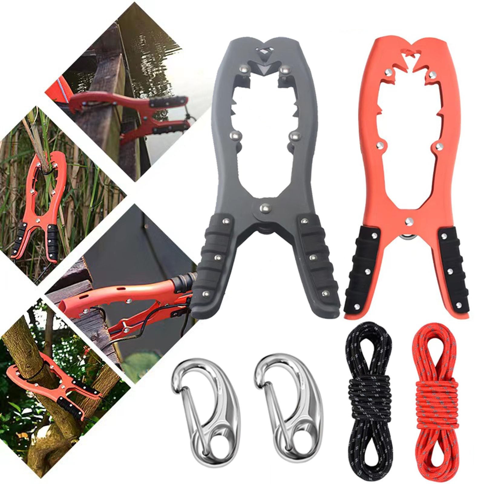 2 Piece Kayak Anchor Grip Clamp with 16.4ft Paracord Snap Hook, Boat Anchor C…
