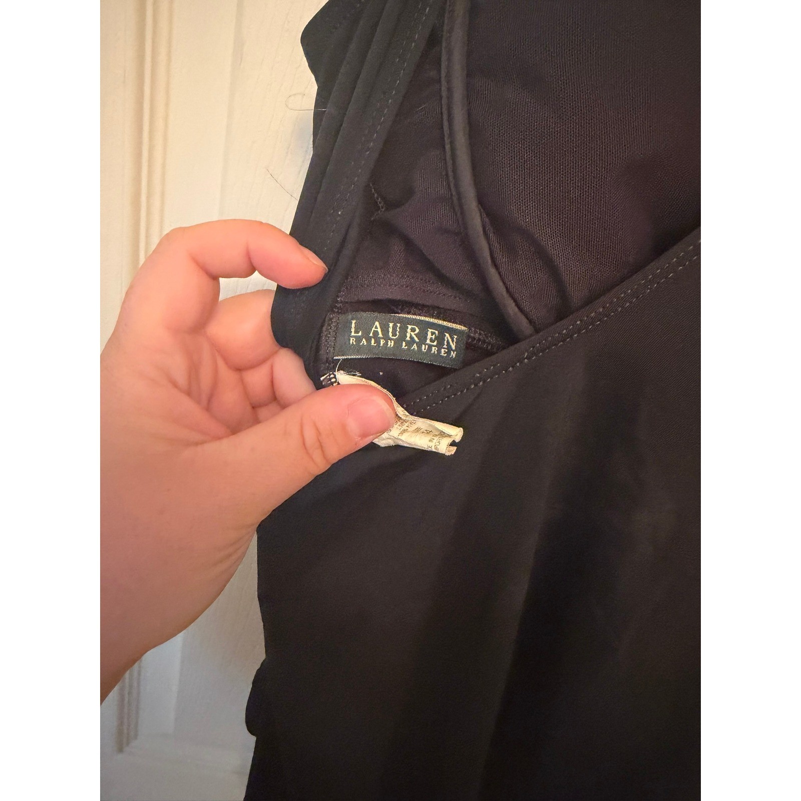 Ralph Lauren Women’s Deep V-neck Black One Piece Swimsuit Sz 14