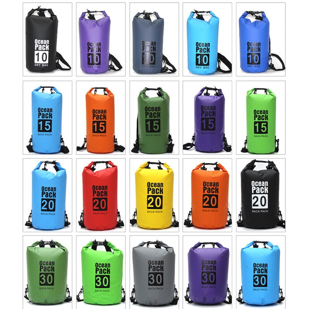 2L-30L PVC Waterproof Dry Bag Sack Ocean Pack Floating Boating Kayaking Camping