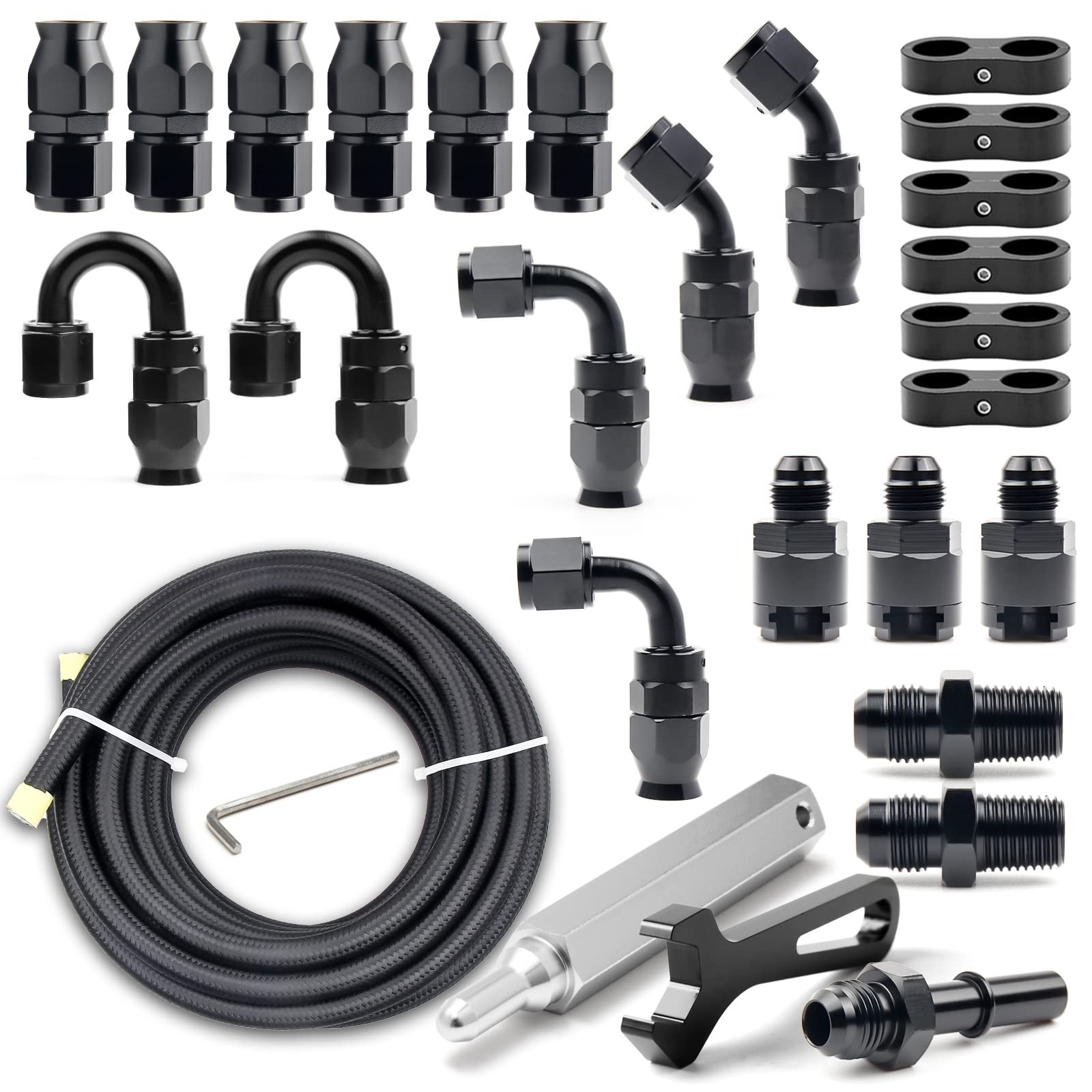 PTFE Fuel Line 26FT 6AN Nylon Braided E85 EFI LS Swap Kit