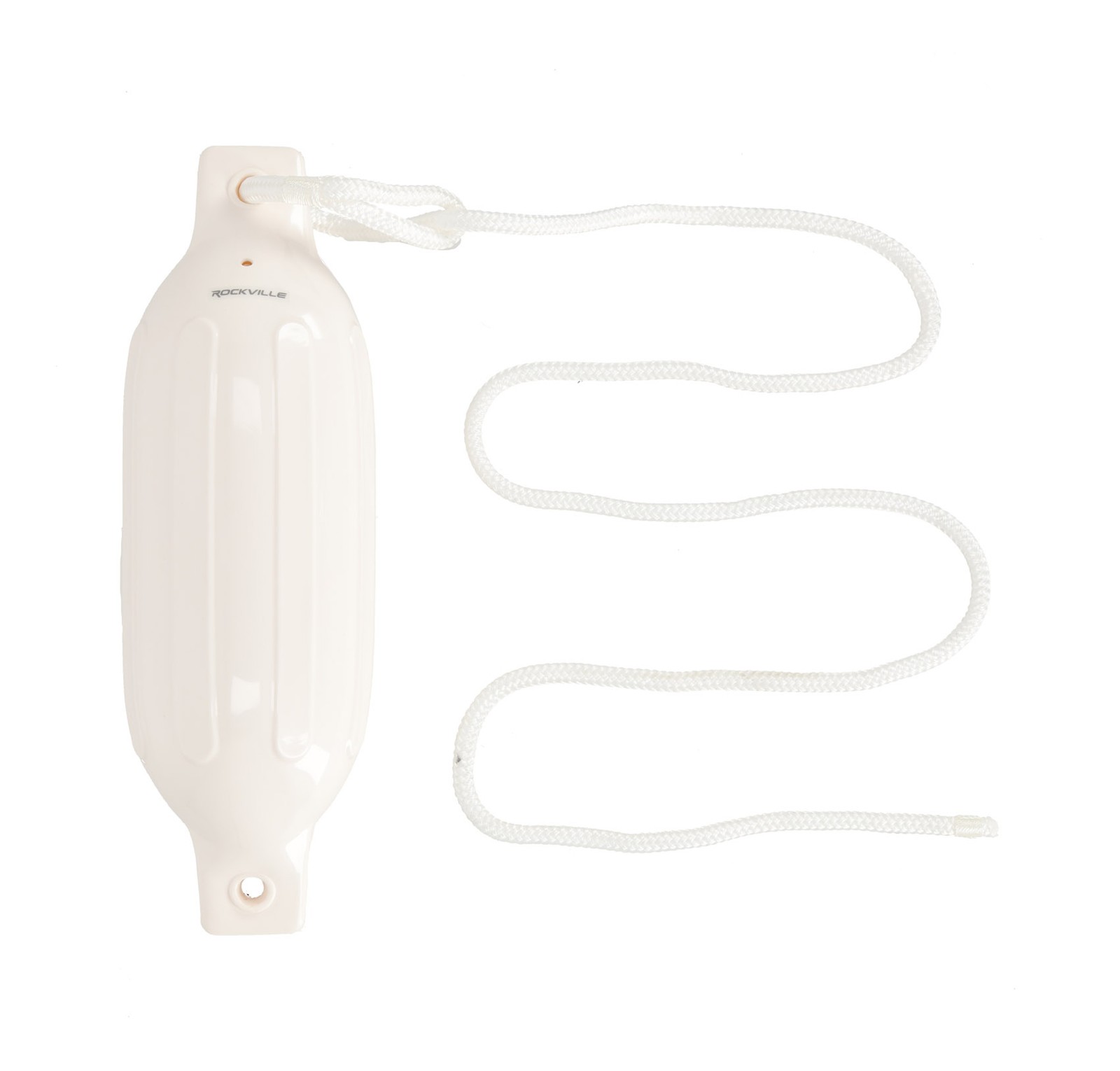 Rockville FEN245-WHITE Boat Fender Package 2 Bumpers 4.5″x16″, 2 Lines + Pump