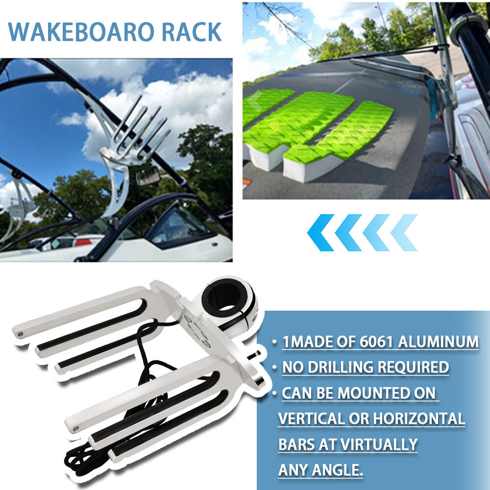 Boat Wakeboard Rack Aluminum Polished Wakeboarding Tower Holder Adjustable Clamp