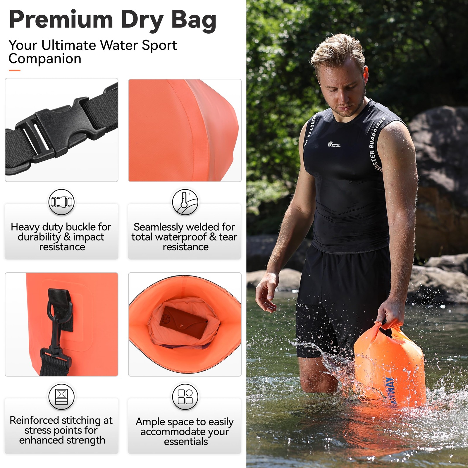 Waterproof Dry Bag 5L-40L Floating Roll Top Sack for Outdoor Gear
