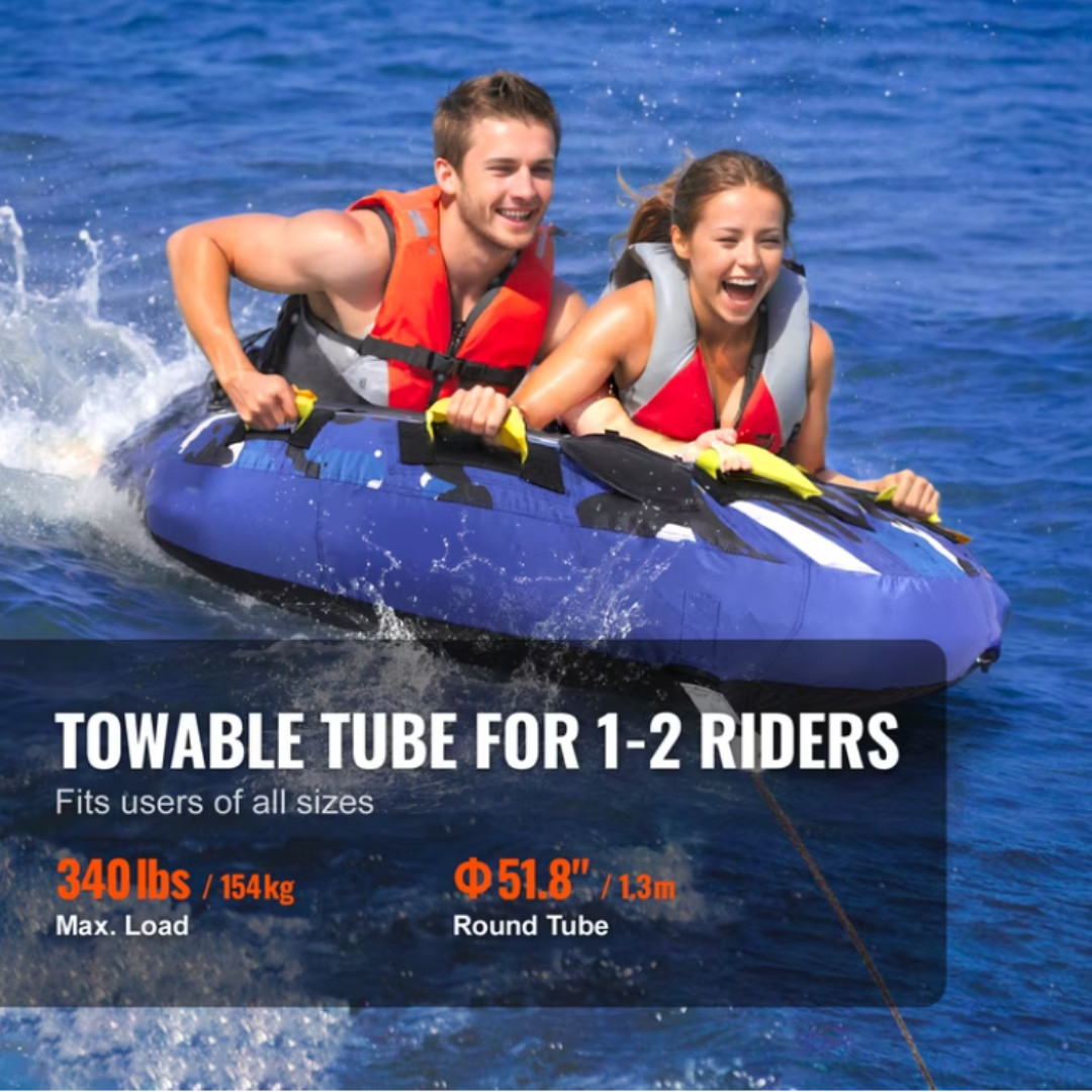 Uimoso Inflatable Towable Tube Round Tube for Boating 1-2 Rider Water Sport