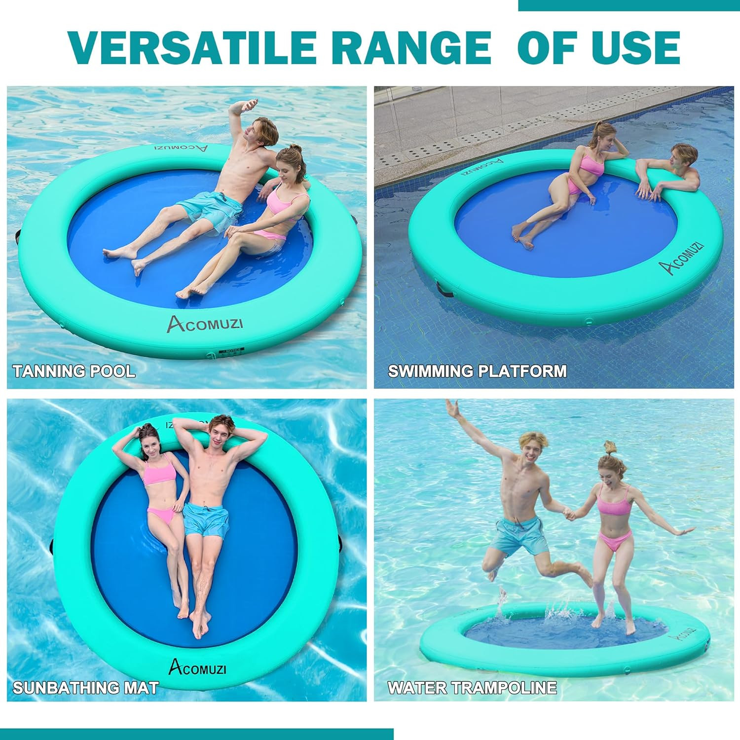 4/6/8/10/12FT Water Hammock Inflatable Floating Dock, round Floating Ring Lake F