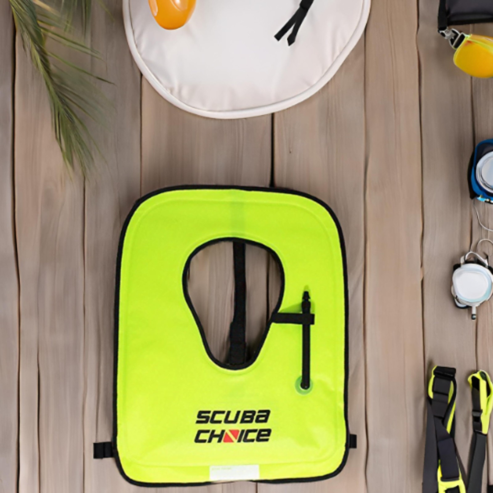 Scuba Choice Adult Snorkel Vest with Name Box Large (100-200lbs), Neon Yellow