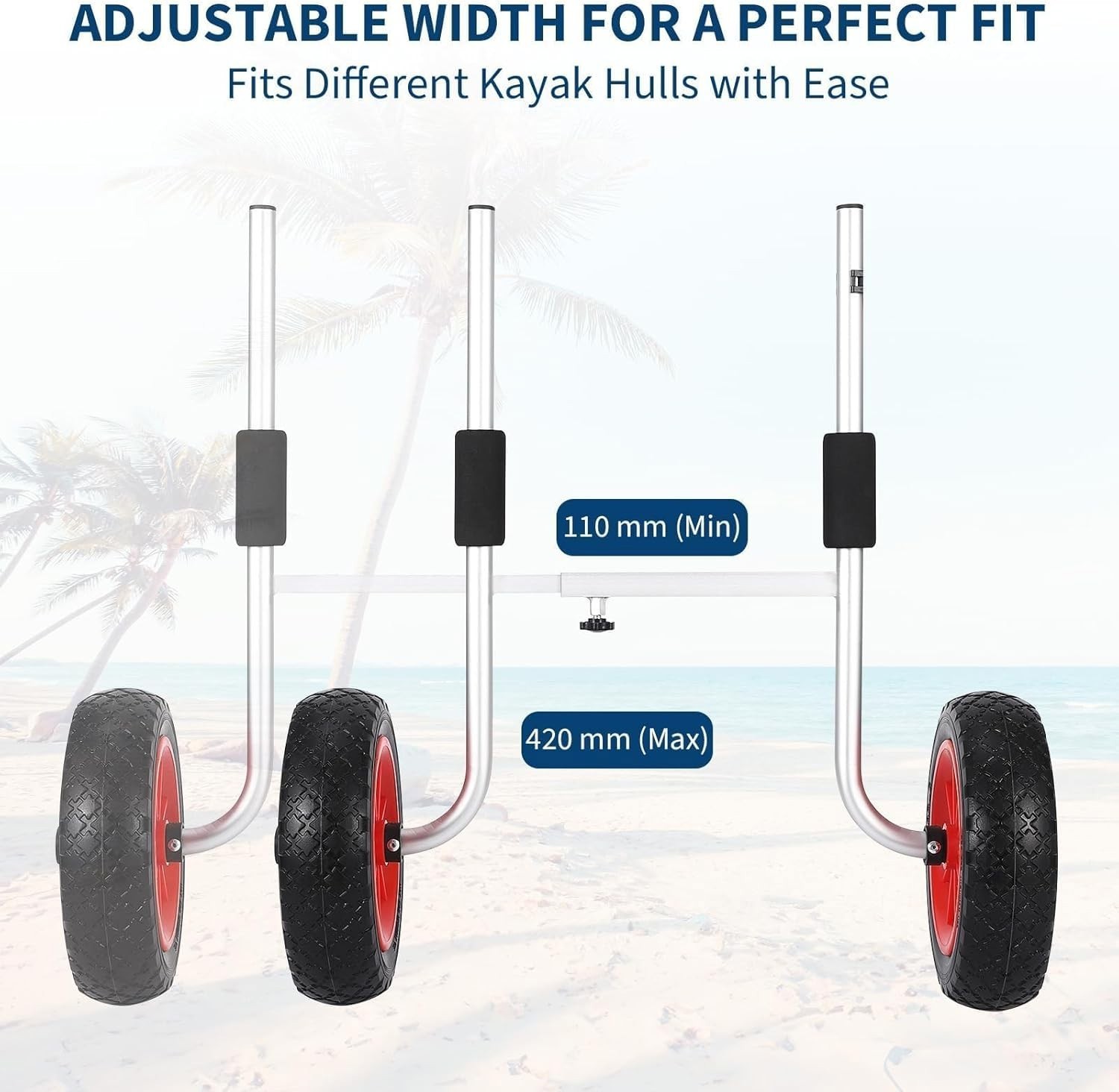 🔥Garvee Kayak Cart for Beach, 220 lbs Capacity, 10″ Solid PU Wheels No Flat Tir