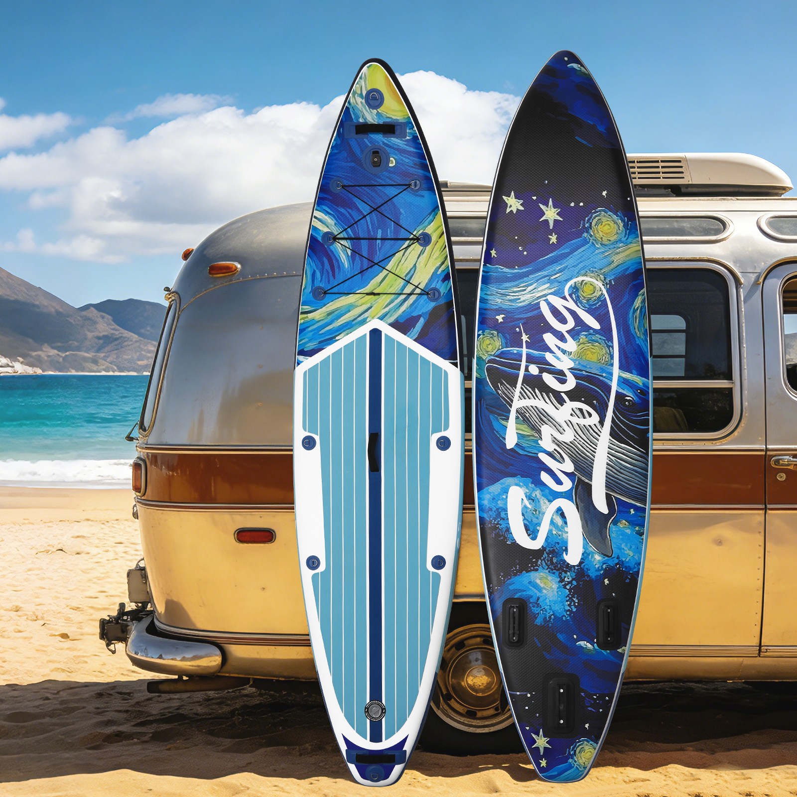 11FT 33″ Inflatable SUP Surfboard Wide 330LBS Kayak Seat with 3-Fin Complete