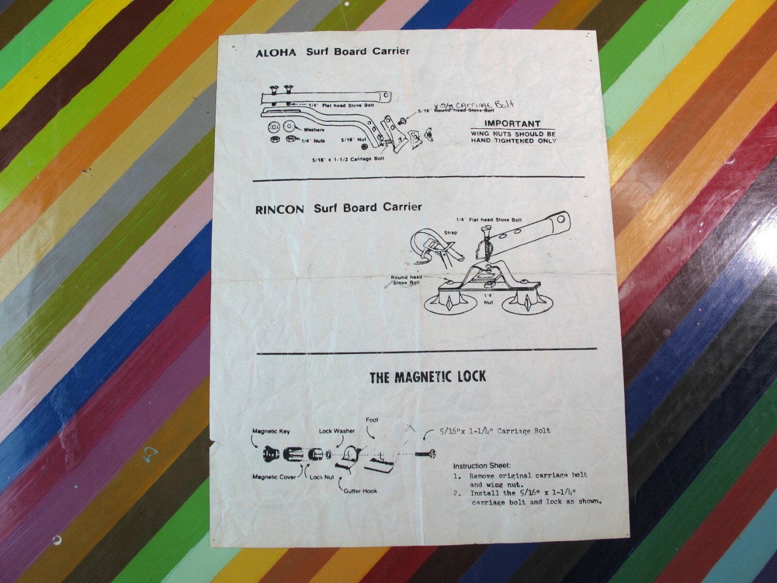 vtg 1960s Surfing ephemera – Bay Standard Board Transportation racks flyer woody