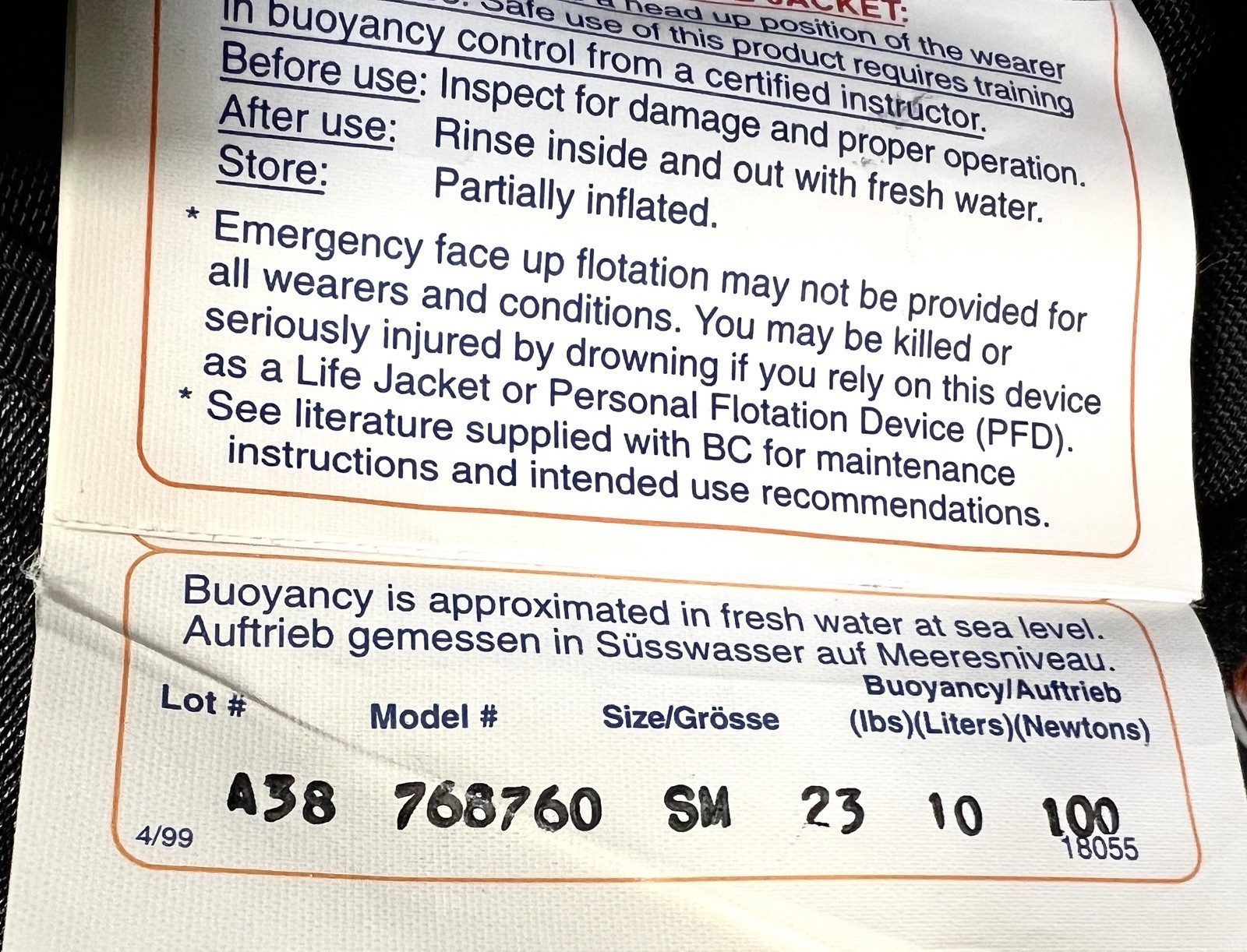 NEW AquaLung Elan SCUBA Diving Buoyancy Compensator (BC) Vest Small Orig Owners