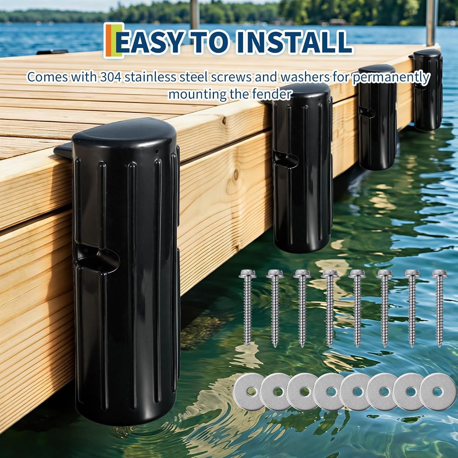 2PCS Dock Bumpers Boat Dock Bumpers Marine Fenders for Edge or Side