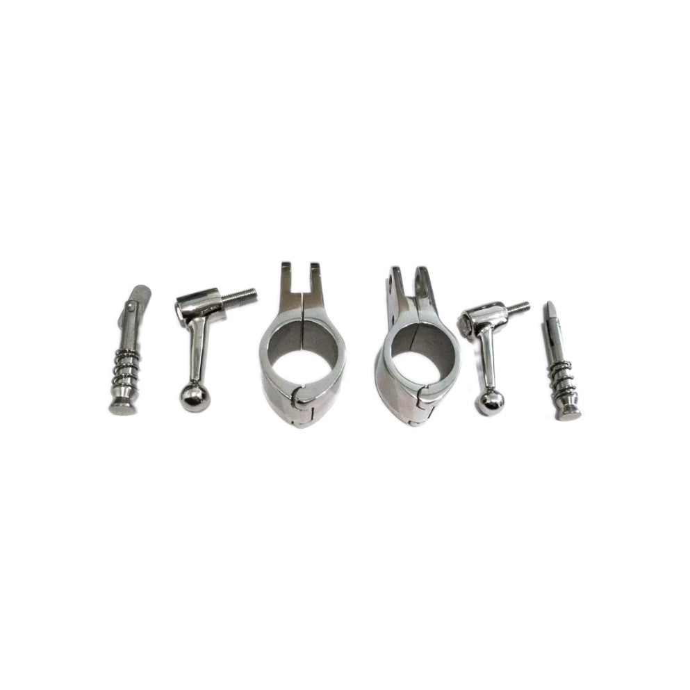 Pair of Bimini Top Hinge Rail Mount W/Boat Pin & Cam Clamp Quick Release 7/8in