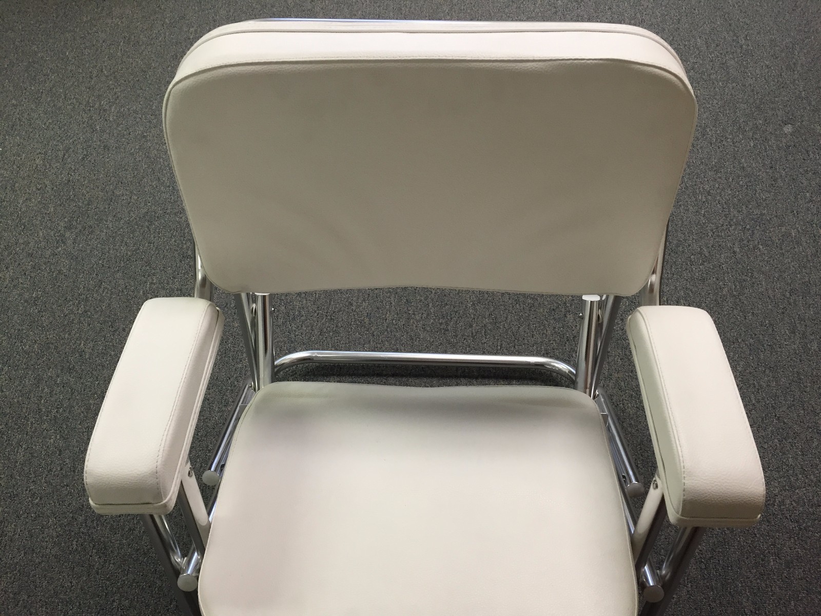 Pactrade Marine Folding Deck Chair White UV Resistant Vinyl 1″ Anodized Aluminum