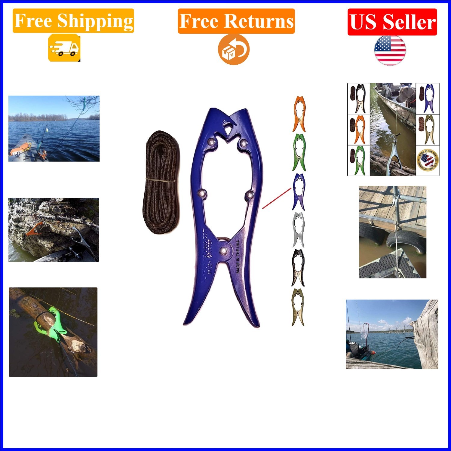 Blue Steel Brush Gripper for Boats & Kayaks, 22 ft Anchor
