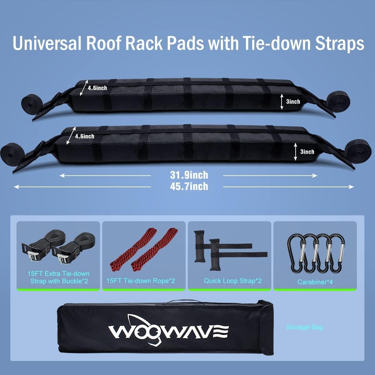 Universal Kayak Roof Rack Pads Set