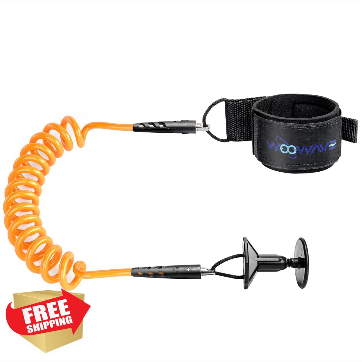 WOOWAVE Orange Bodyboard Leash Coil