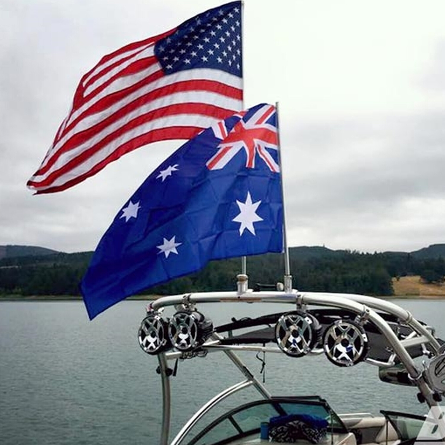 Adjustable Wakeboard Tower Flag Holder Kit Fits 1.5″，1.875″, 2″, 2.25″, 2.375″