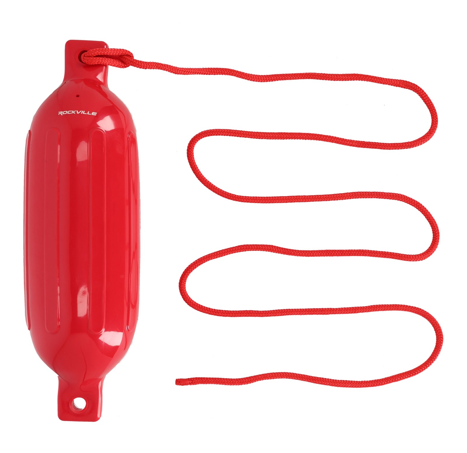 (2) Rockville FEN165-RED 6.5″x23″ Boat Fenders + 10 Foot Line Marine Bumpers