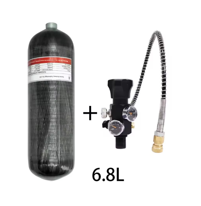 6.8L Carbon Fiber Cylinder Air Tank HPA Fill Station Scuba Diving 4500PSI 300BAR