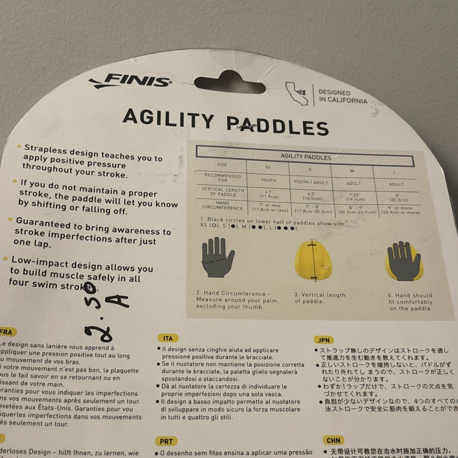 FINIS Agility Floating Swim Paddles, Strapless, Technique, Training, Medium Fit