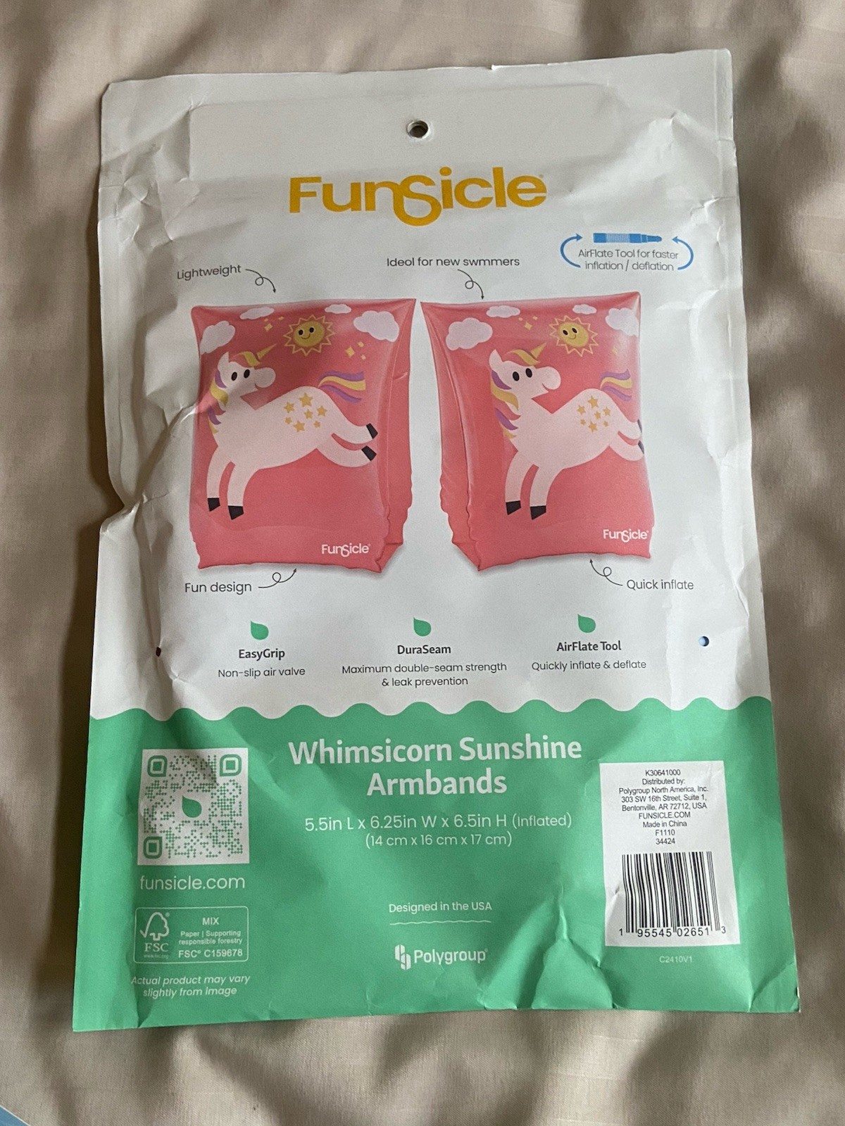 NIP Funsicle Inflatable Pool/Water Unicorn Arm Bands/Armbands Boys/Girls Age 3-6