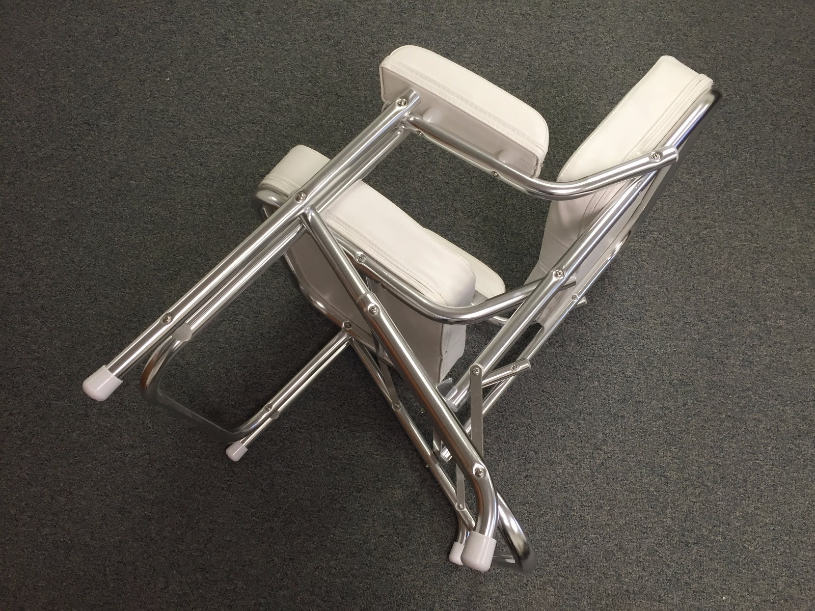 Pactrade Marine Folding Deck Chair White UV Resistant Vinyl 1″ Anodized Aluminum