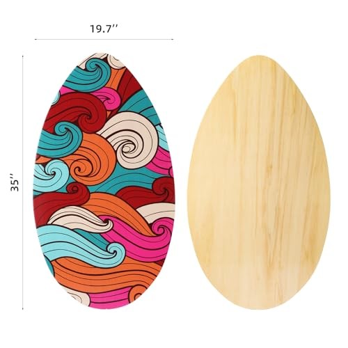 Skimboard 35 Inch Skim Boards for Beach Adults ＆ Kids, High Gloss Coat cloud