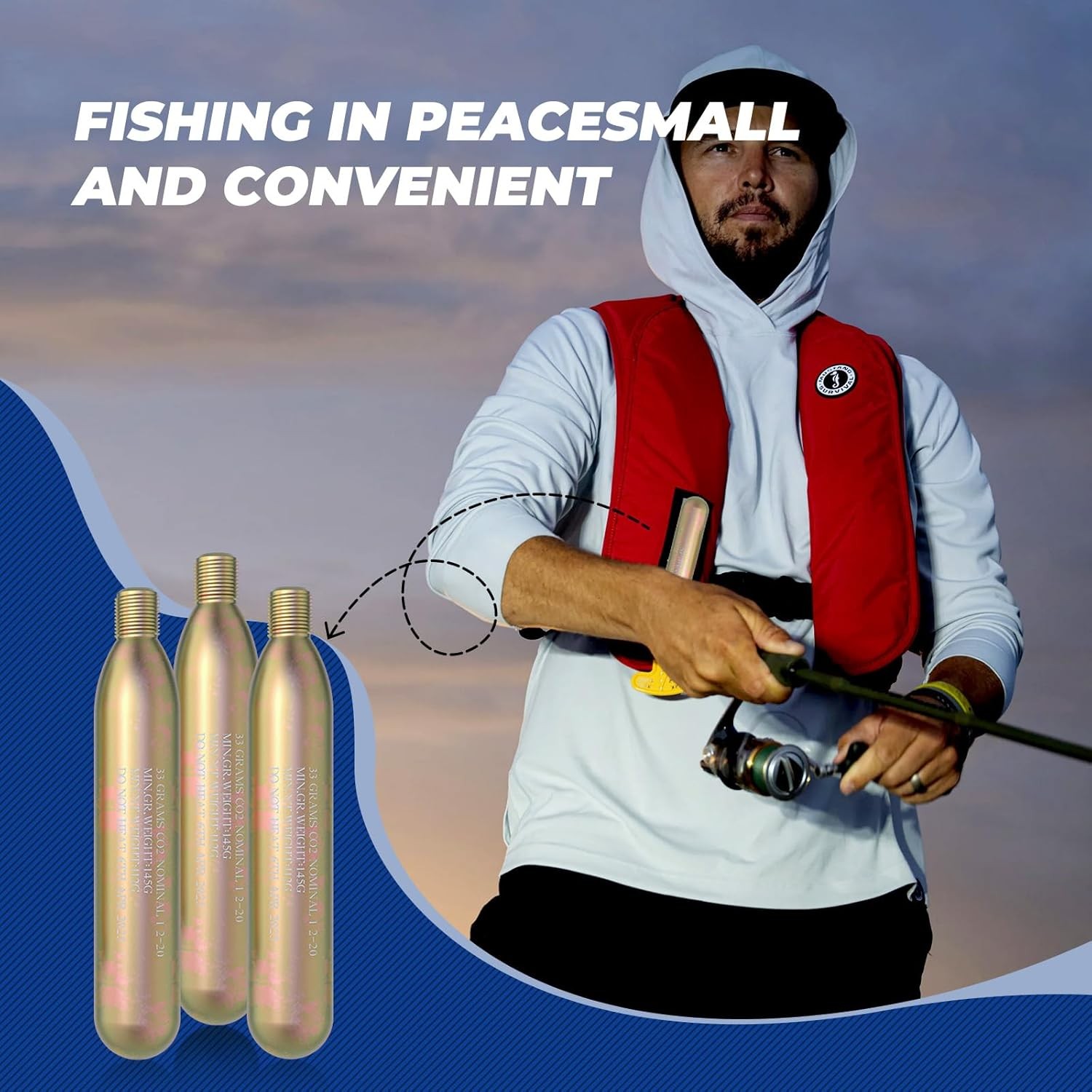 33G Co2 Cartridge Cylinder for Life Vest C02 PFD Rearming Kit, 2 sets