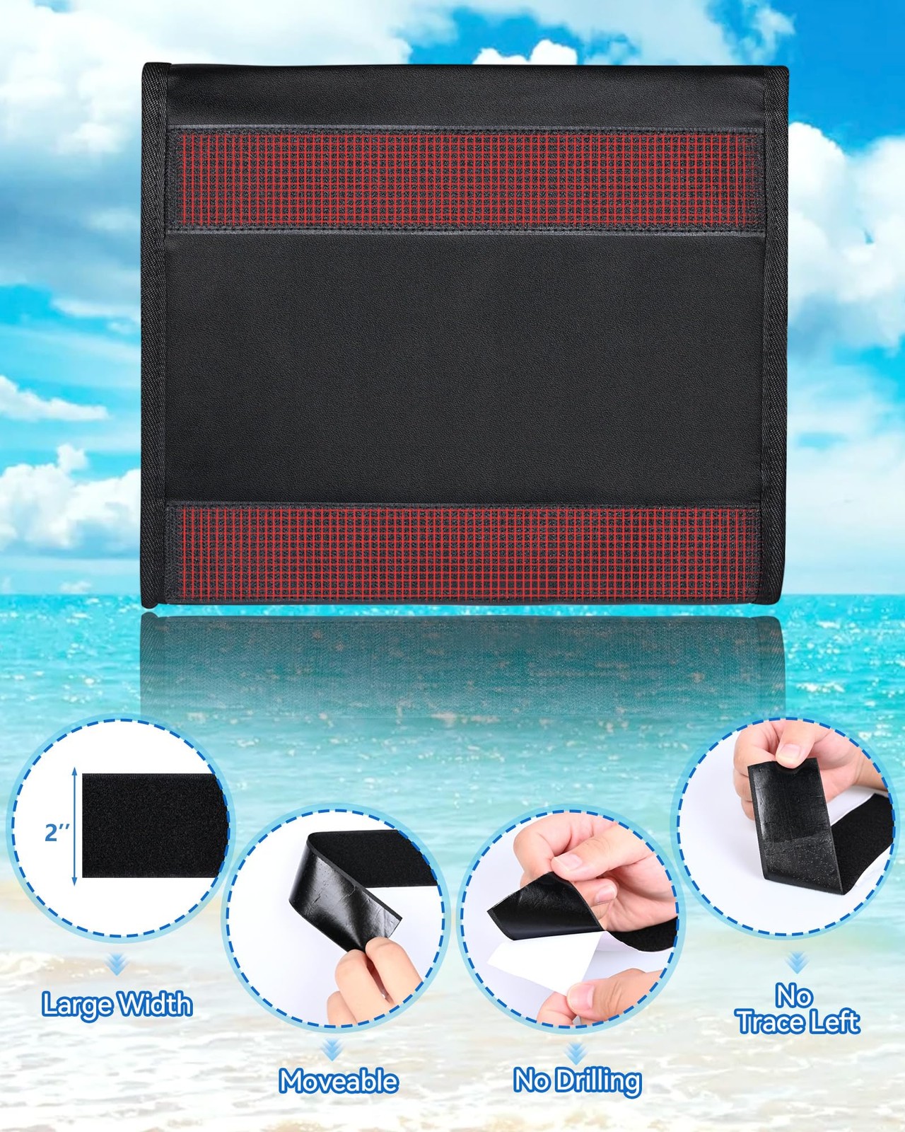 PU Boat Storage Organizer Bag SunProtective Pouch 12×10.8×2.2 Inch Center