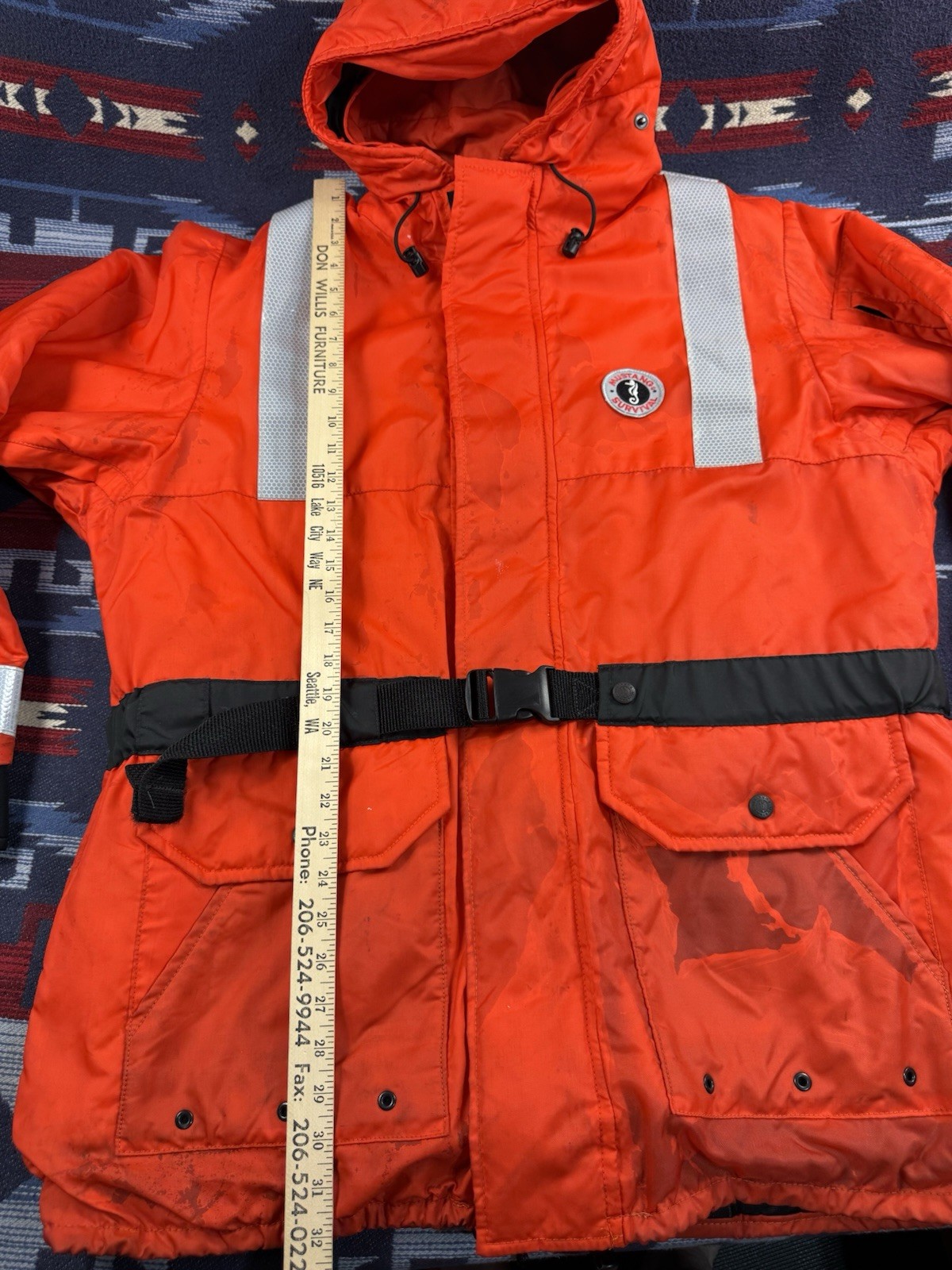 Mustang Survival Orange High Viz Flotation Life Jacket MJ1534 Rescue Men’s XL