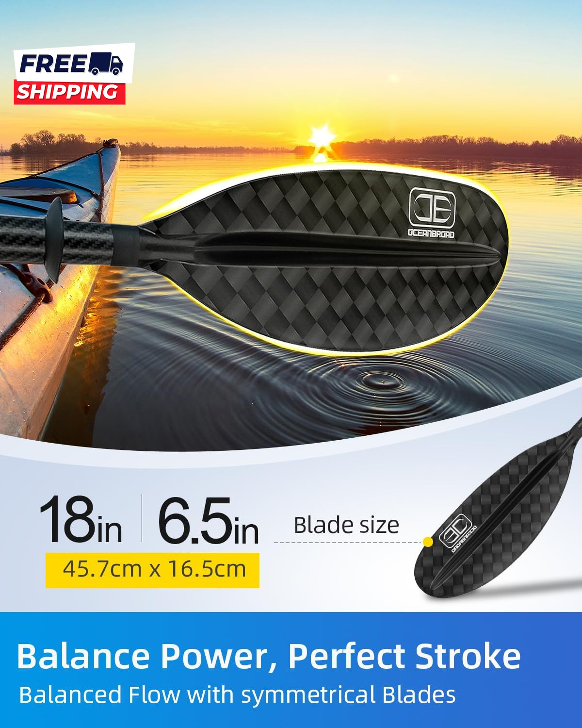 Adjustable Carbon Fiber Kayak Paddle 86In/220Cm to 94In/240Cm Kayaking Oar