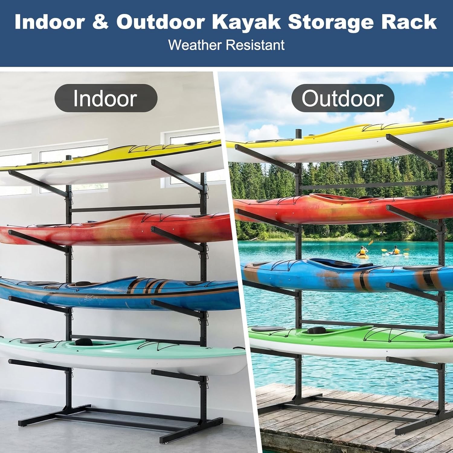 NAIZEA Kayak Storage Rack Freestanding Wall Mount 2 & 4 Tier Kayak Holder Stand