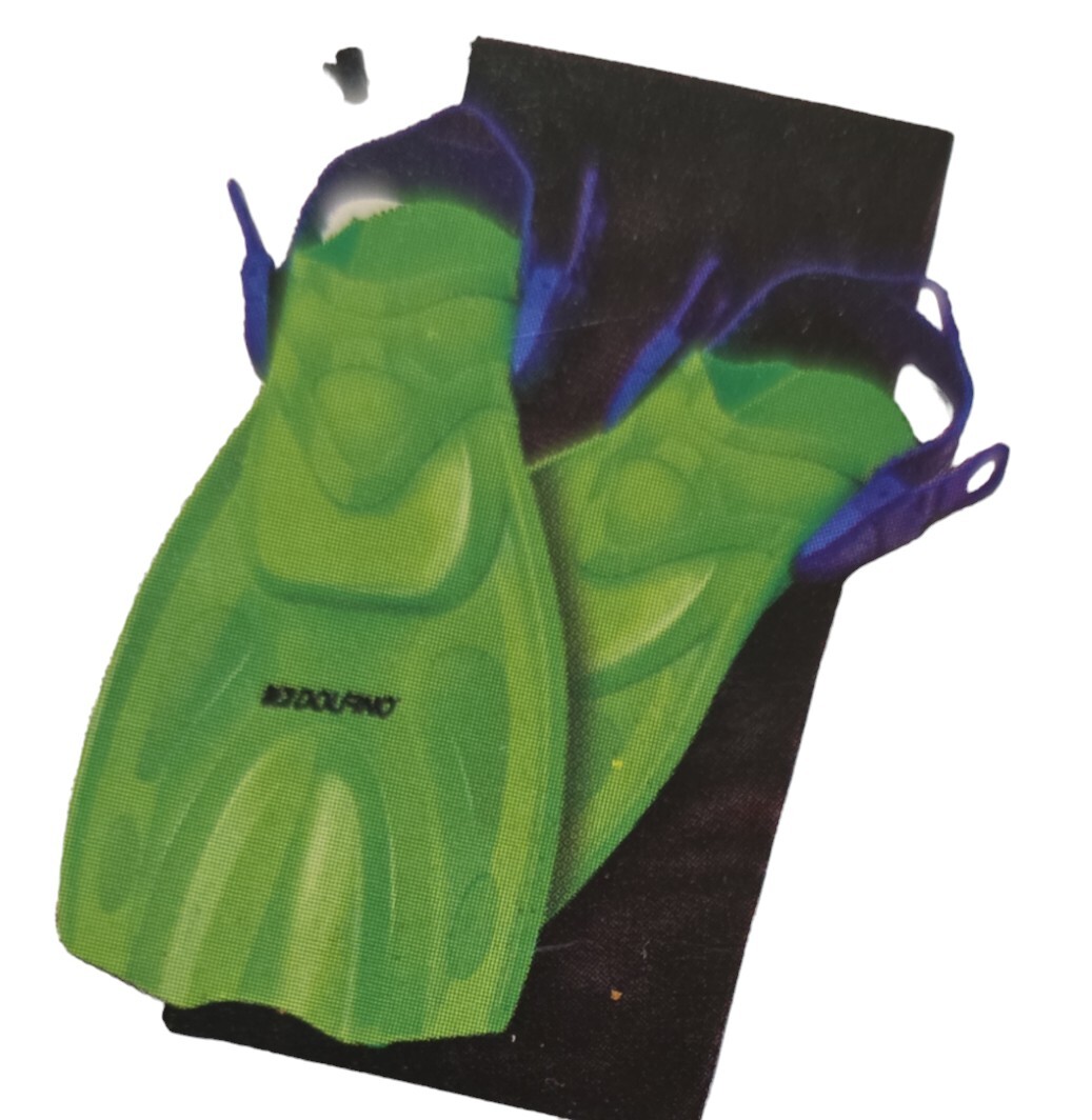 Dolfino Youth 3 Piece Neon Green Fin Set (2 Fins & Mesh Carry Bag) Sz Youth 1-3
