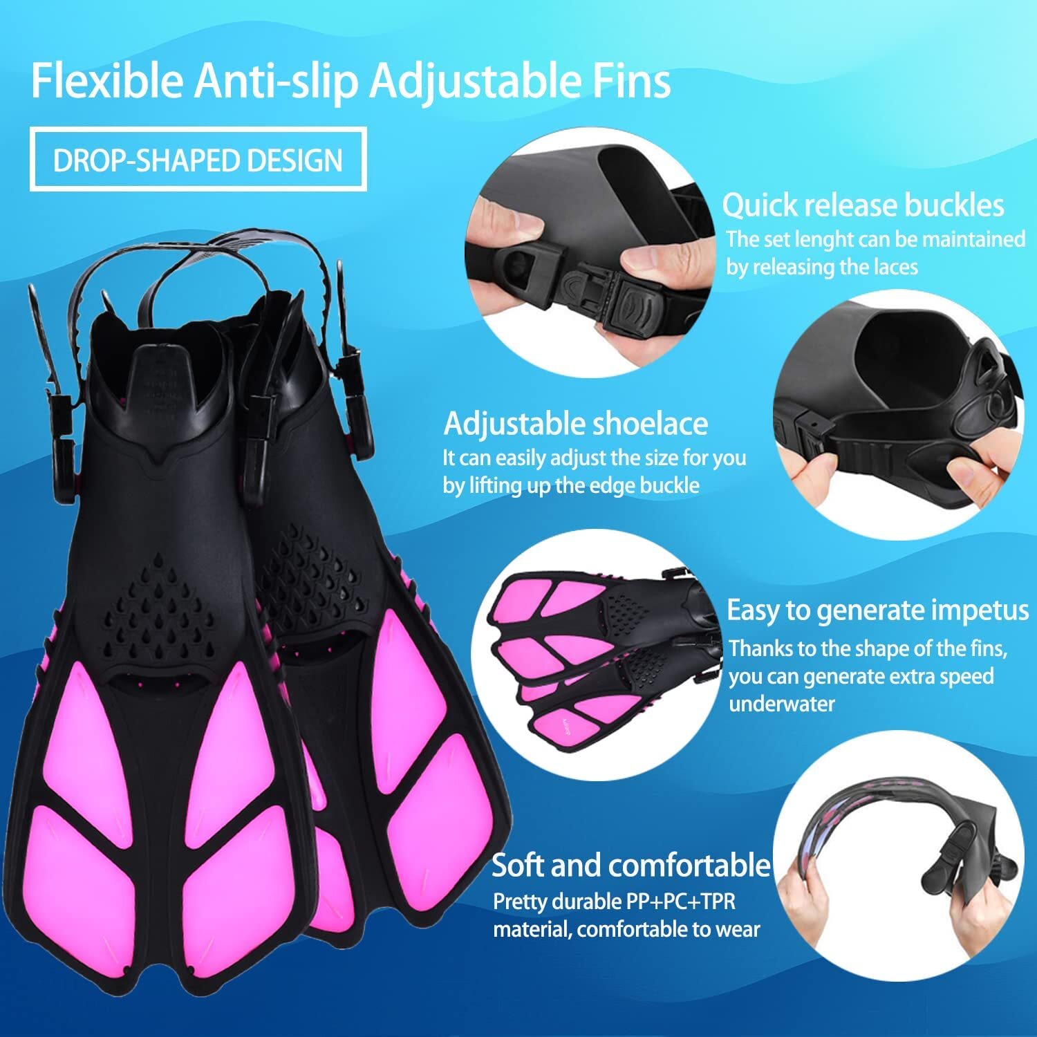Mask Fin Snorkel Set for 3-8 Years Old Kids w/Carrying Bag for Snorkeling Swim