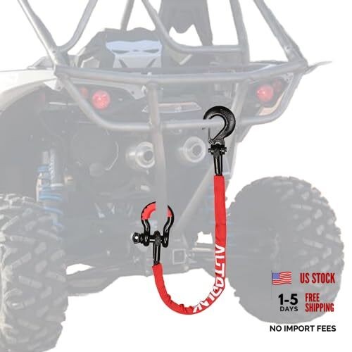 2.5FT UTV ATV Recovery Strap 19400LBS with Winch Hook and D-Ring Shackle, 2ft