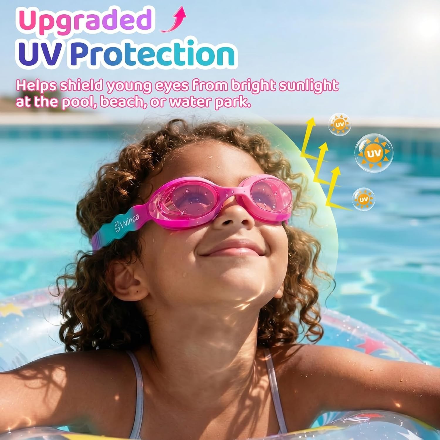 Kids Swim Goggles with Fabric Strap No Tangle Pain-Free, Anti-Fog Swimming Po…