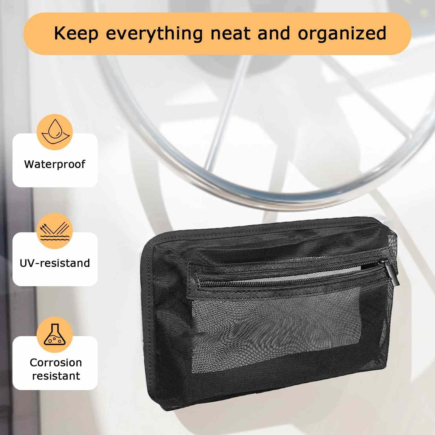 2PC SelfAdhesive Boat Organizer Mesh Bag 10″x7″ – Dry Mount Pouch with Waterp…