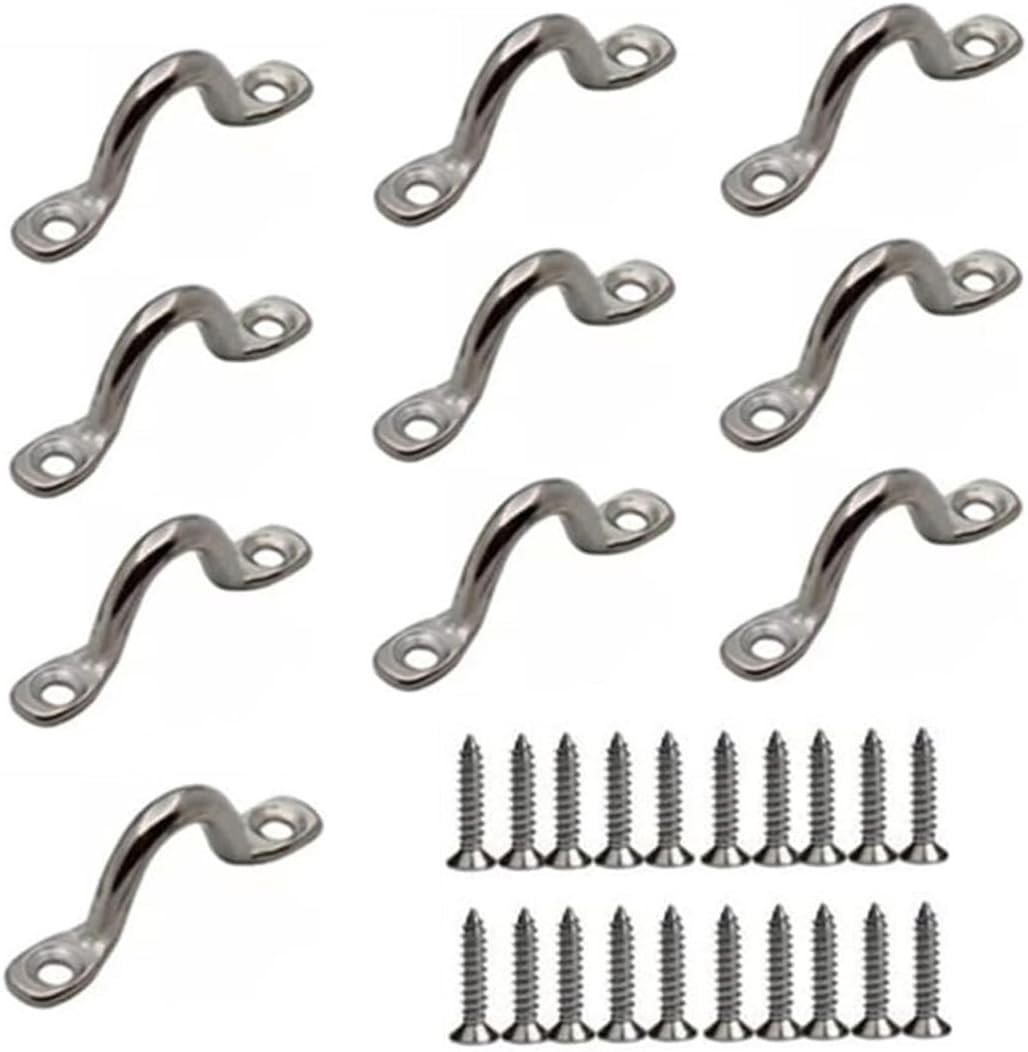 10 Pack Stainless Steel Pad Eye Straps Bimini Boat Top Kayak Deck Loop Tie Down