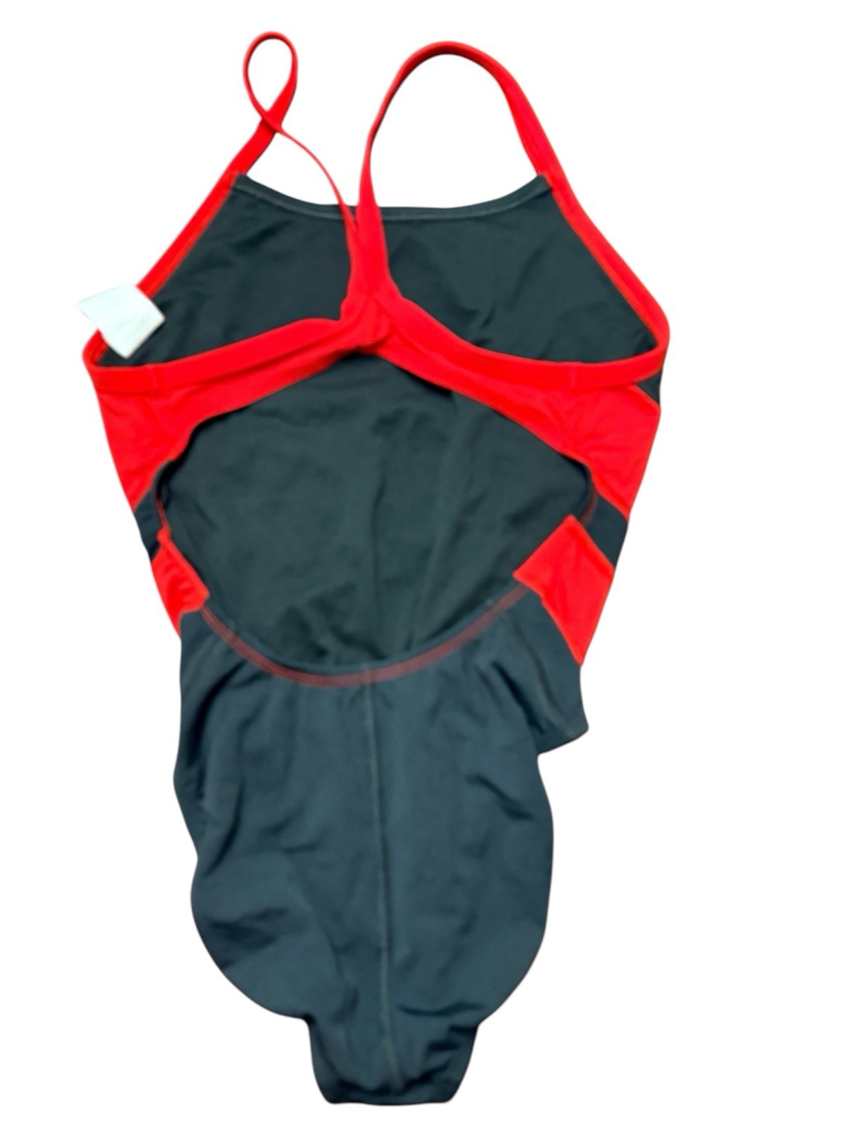 Nike One Piece Swimsuit Black Red Colorblock Strappy Back Athletic Swim 6