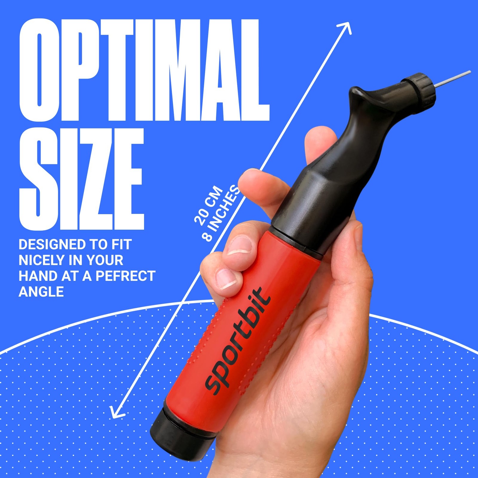SPORTBIT Ball Pump for Sports Balls – Push & Pull Inflating System – Hand RED