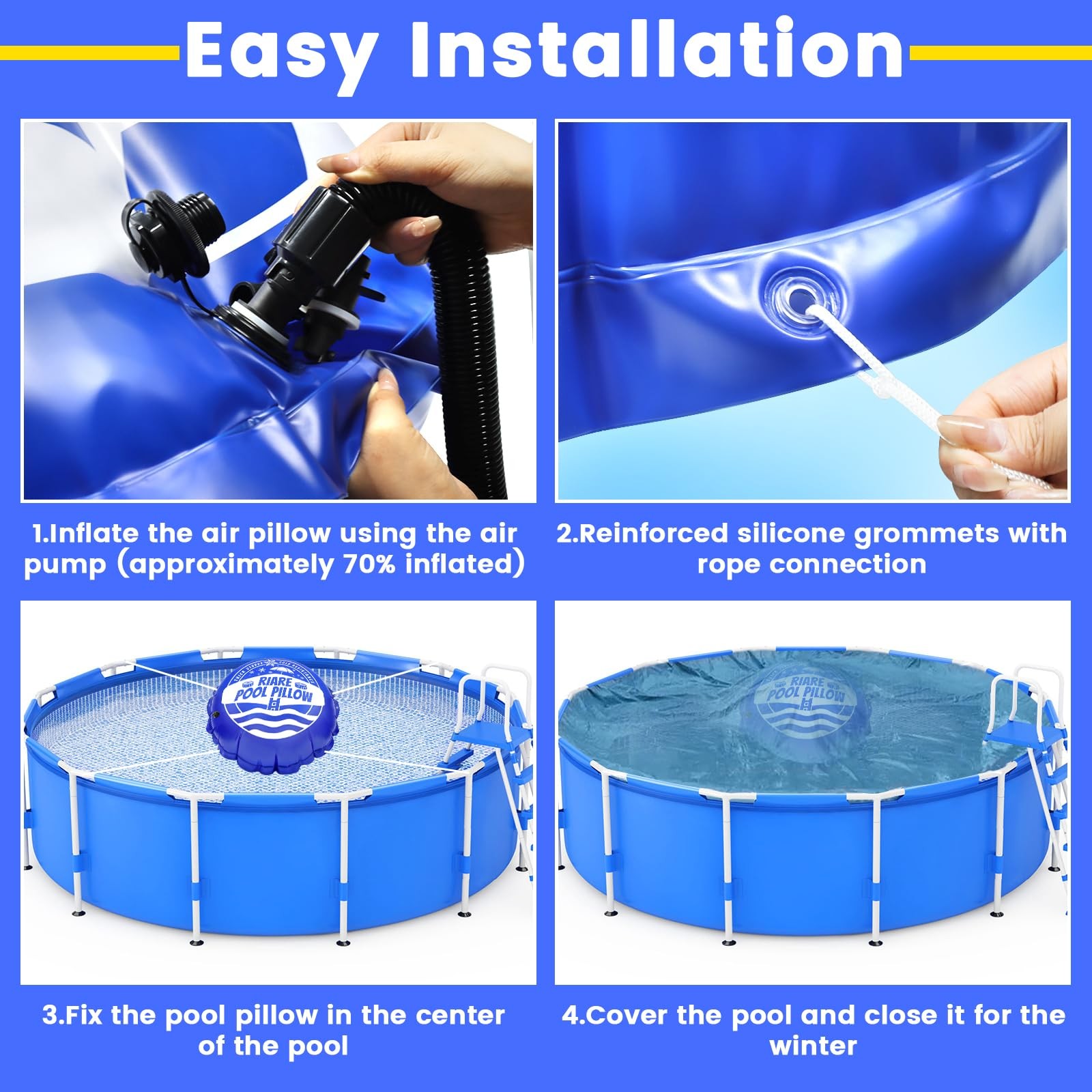 Pool Air Pillow 4×4 Ft 0.4mm Thick PVC for Above Ground Pools – Winter