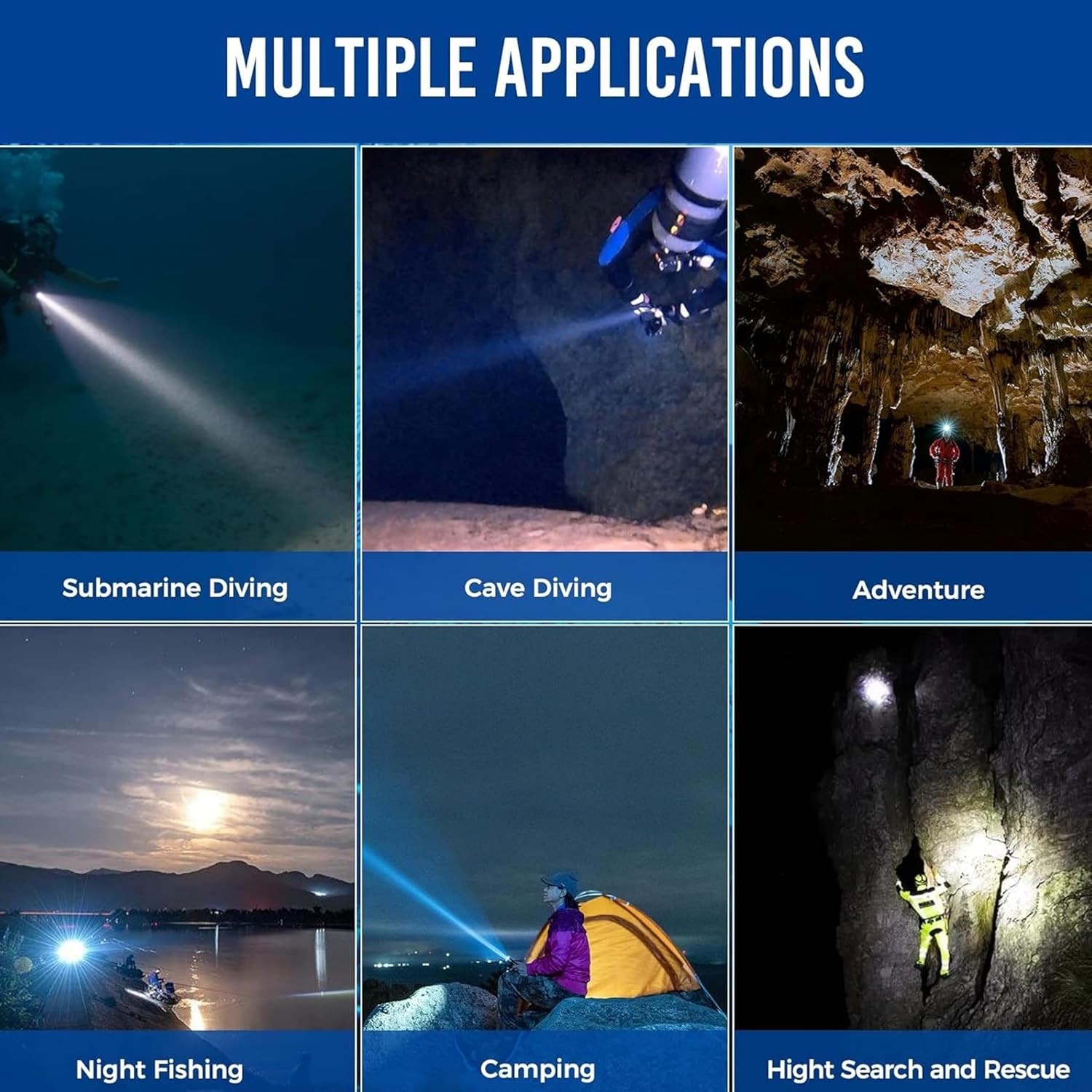 D550 Dive Light 1000 Lumens Scuba Diving Flashlight 3 Modes IP68 Waterproof Unde