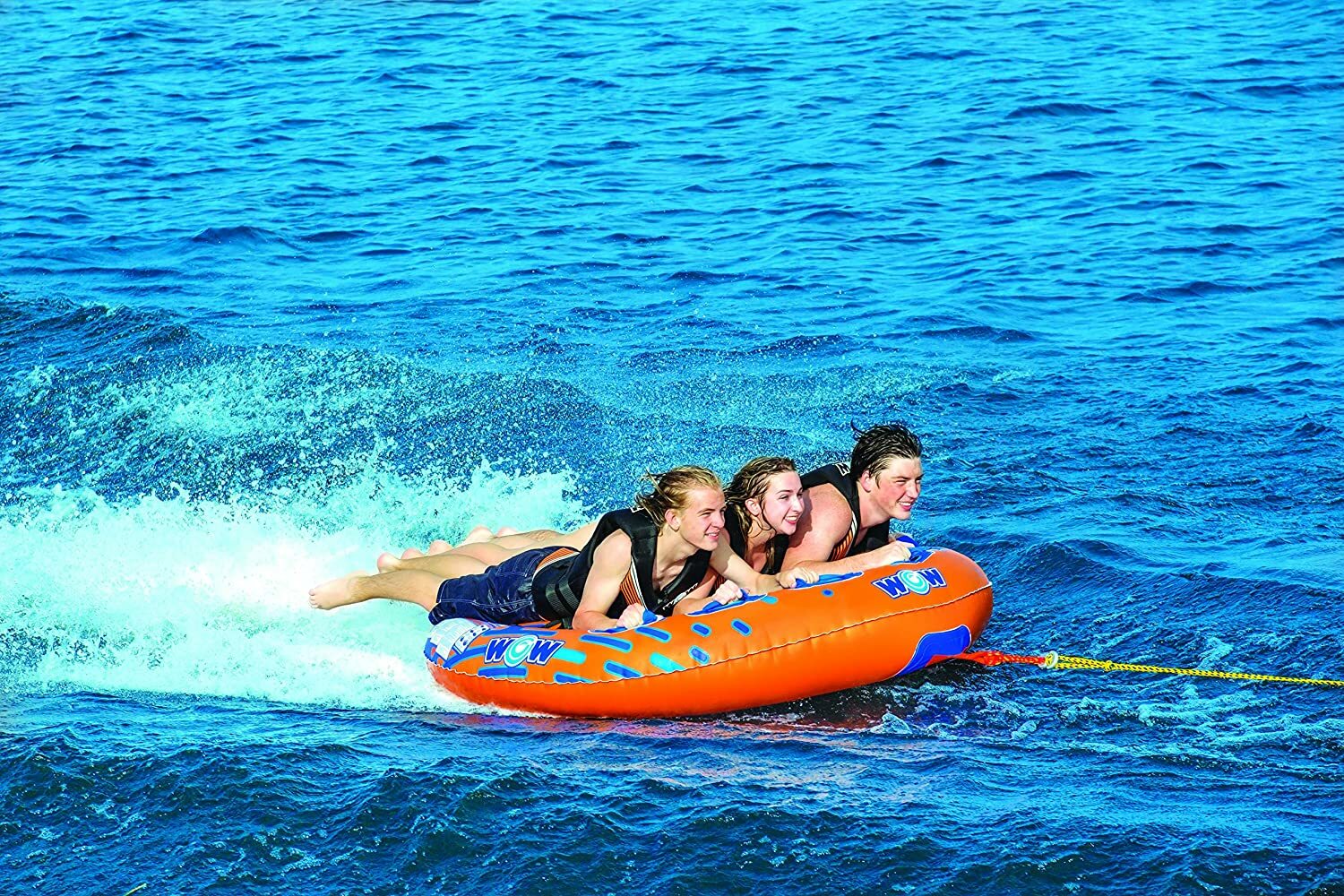 WOW Sports Nova 3 Person 3P Towable Deck Tube with Tapered Shape (22-WTO-3985)