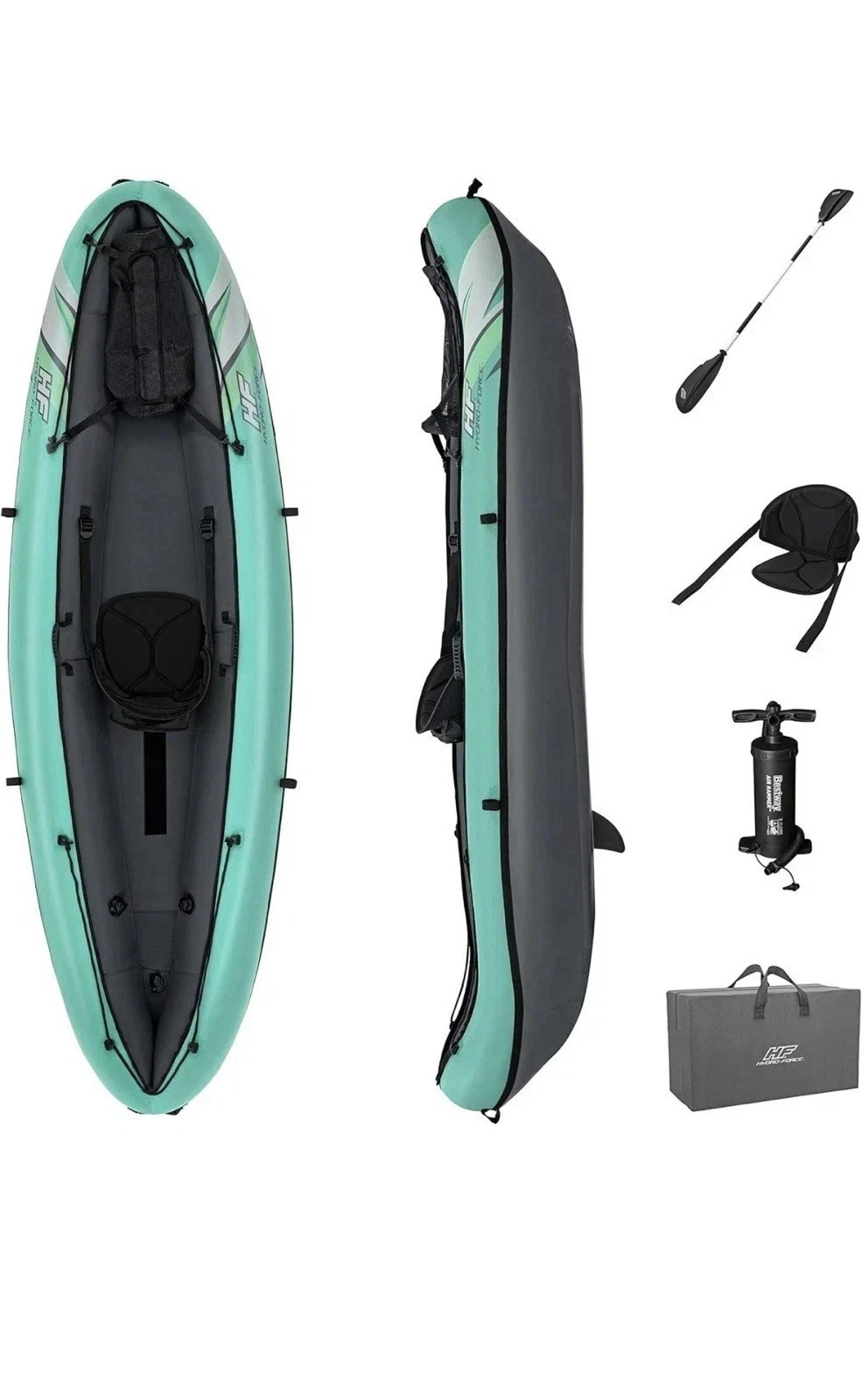 Hydro Force Inflatable Kayak Set | Includes Seat, Paddle, Hand Pump, Storage Bag