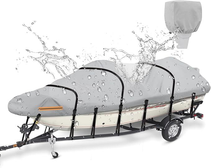 Waterproof Boat Cover 20-22ft, Heavy Duty 800D Marine Grade Oxford Cloth,